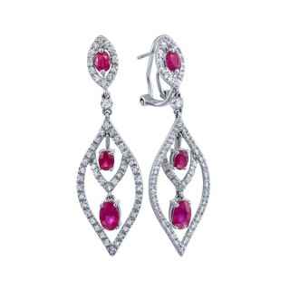Серьги белое золото с бриллиантами и рубинами «Алая Вечность» MY JEWELS (арт.KR2113CE-W_R_RU_WG)