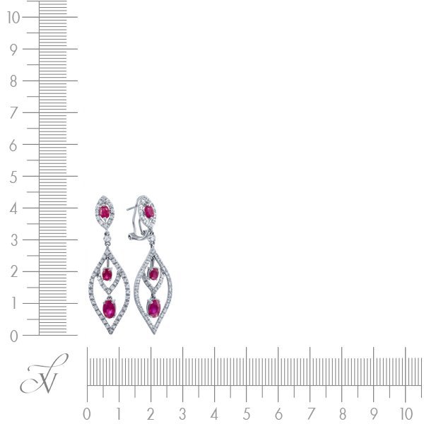Серьги из белого золота с бриллиантом и рубином (Арт.kr2113ce-w_r_ru_wg)