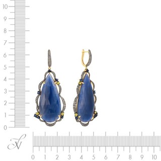 Серьги золото с бриллиантами, корундом и сапфирами «Голубой водопад» MyJewels (арт.ME32627)