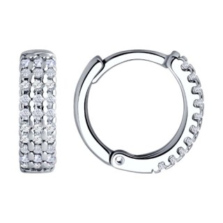 Серьги из серебра с фианитами «Сияние линий» Соколов (арт.94026691)