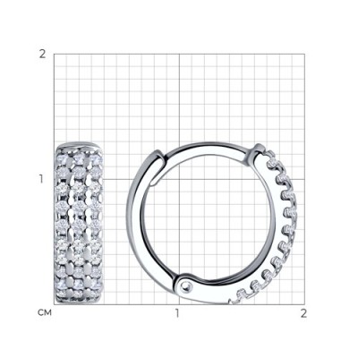 Серьги из серебра с фианитами «Сияние линий» Соколов (арт.94026691)