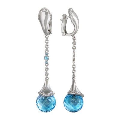 Серьги белое золото с бриллиантами и топазами «Symphony Drop» Estet (арт.01С6210166-1)
