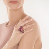 Кольцо золотое с бриллиантами, родолитами и сапфирами «Flora Pink» JvG (арт.R0002618)