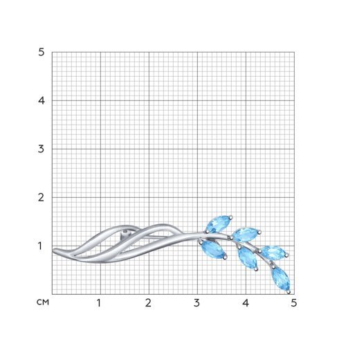 Брошь из серебра с голубыми топазами (Арт.92040044)