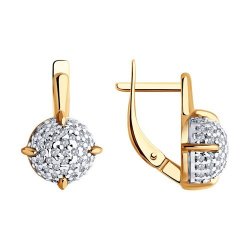 Серьги из золочёного серебра с фианитами (Арт.93-120-01987-1)