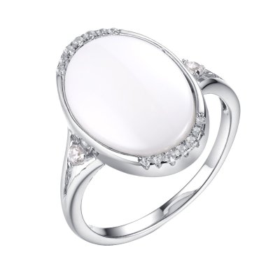 Кольцо из серебра с керамикой и фианитом (Арт.tc-r00375-w-w-x-x-w)