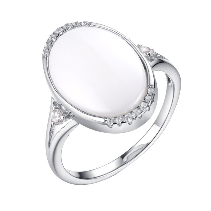 Кольцо из серебра с керамикой и фианитом (Арт.tc-r00375-w-w-x-x-w)