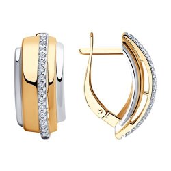 Серьги из золочёного серебра с фианитами (Арт.93-120-00426-1)