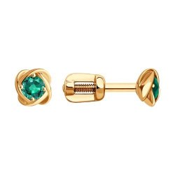Серьги гвоздики с изумрудом (Арт.3020263)