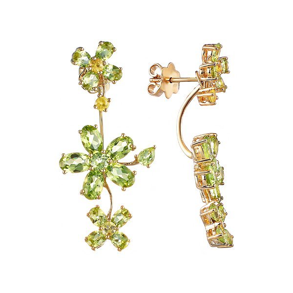 Серьги из золота с сапфиром и хризолитом (Арт.re6818_ys_pd_yg)