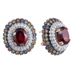 Серьги из золота с бриллиантом и гранатом (Арт.we01423k-2_sr_sa_sm_gr_pink)