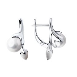 Серьги из серебра с эмалью и жемчугом (Арт.94022672)