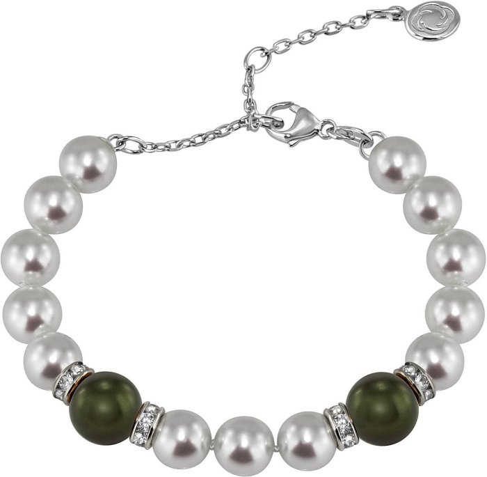 Браслет из серебра с жемчугом и куб. цирконием (Арт.102b-sr5-1-34)
