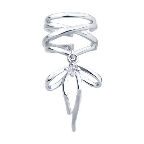 Серьга из серебра с фианитом (Арт.94170410)