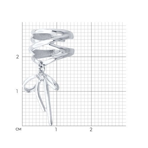 Серьга из серебра с фианитом (Арт.94170410)