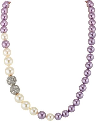 Ожерелье из серебра с жемчугом и куб. цирконием (Арт.1l-sk-2-16)