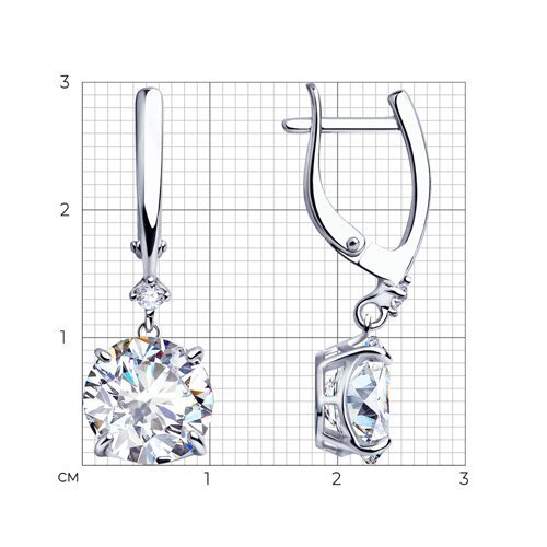 Серьги из серебра с фианитами (Арт.94-121-01653-1)