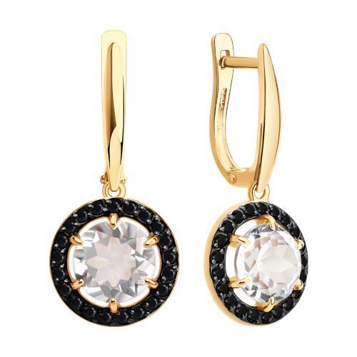 Серьги золотые пробы 585 с горным хрусталем (Арт.51-321-02966-1)