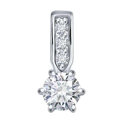 Подвеска из белого золота с  бриллиантом выращенным и рубином (Арт.52-230-02485-1)