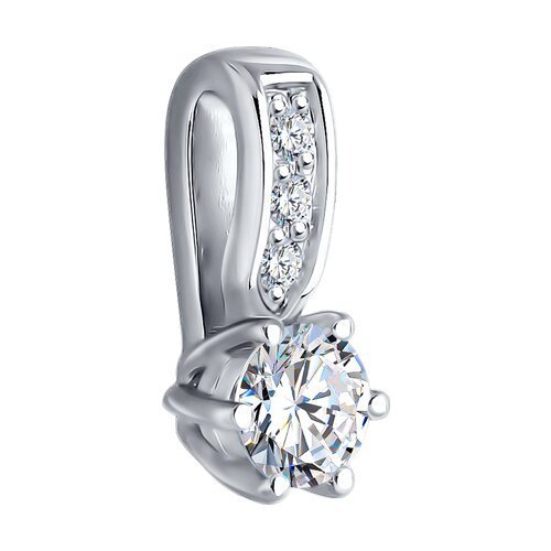 Подвеска из белого золота с  бриллиантом выращенным и рубином (Арт.52-230-02485-1)