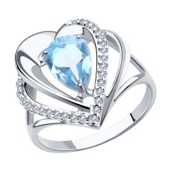 Кольцо из серебра с топазом и фианитами (Арт.94-310-00545-2)