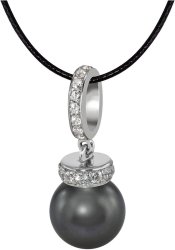 Кулон из серебра с жемчугом и кристаллом swarovski (Арт.abp-1-10-32-s)