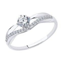 Кольцо из белого золота с фианитами (Арт.017142-3)