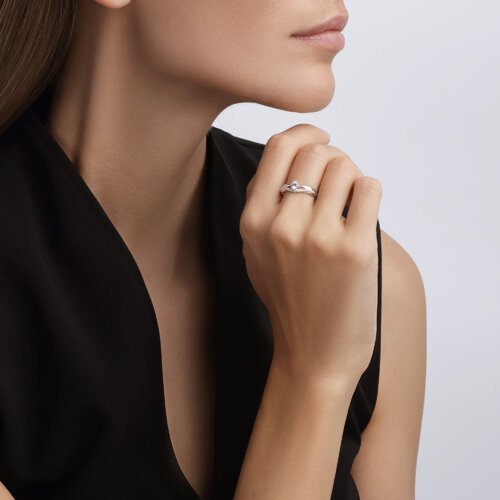 Кольцо из белого золота с фианитами (Арт.017142-3)