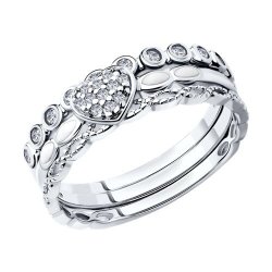 Серебряное наборное кольцо с фианитами (Арт.94011705)