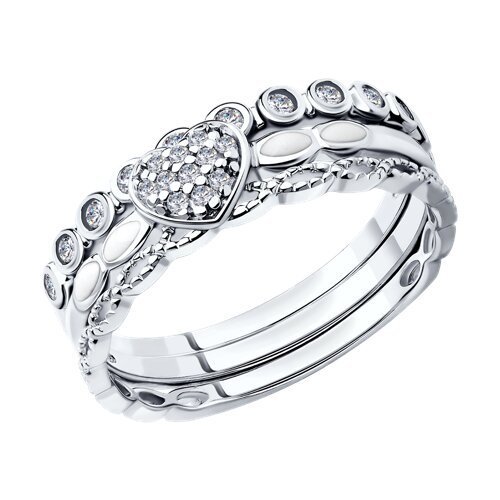 Серебряное наборное кольцо с фианитами (Арт.94011705)