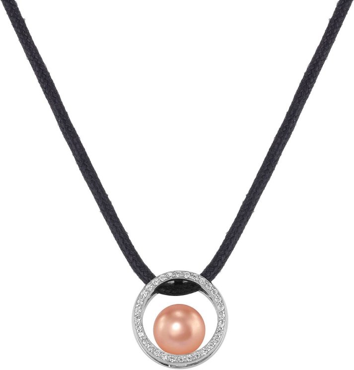 Кулон из серебра с жемчугом и кристаллом swarovski (Арт.ahp-2-8-14-s)