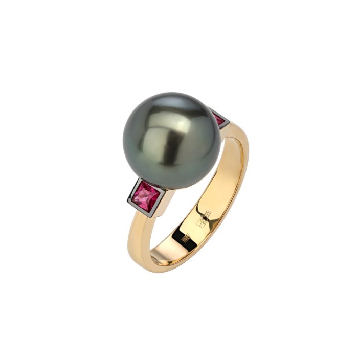 Кольцо с жемчугом и рубином «Aphrodite Pearl» золото 585 Estet (арт.01К5312363-2)