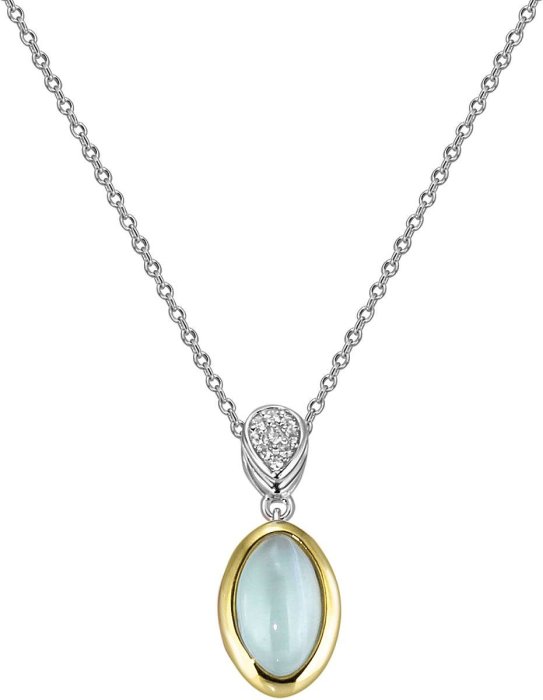 Кулон из серебра с кошачим глазом и куб. цирконием (Арт.fap-1-2-g)