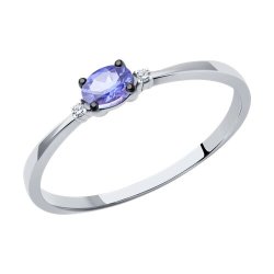 Кольцо из белого золота с бриллиантами и танзанитом (Арт.6014240-3)