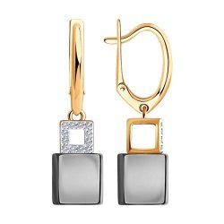 Серьги из золота с бриллиантами и керамическими вставками (Арт.6025123)