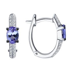 Серьги из белого золота с бриллиантами и танзанитами (Арт.6024282-3)