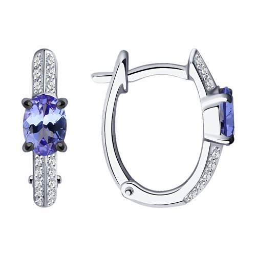 Серьги из белого золота с бриллиантами и танзанитами (Арт.6024282-3)
