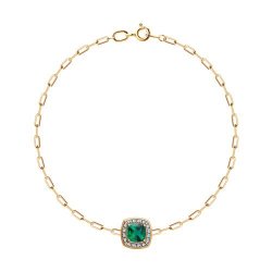 Браслет золотой пробы 585 с изумрудом гидротермальным (Арт.75-00019)