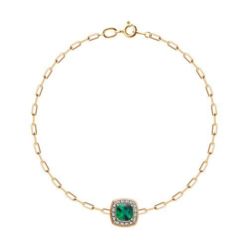 Браслет золотой пробы 585 с изумрудом гидротермальным (Арт.75-00019)