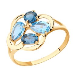 Кольцо золотое пробы 585 с миксом камней (Арт.715394)
