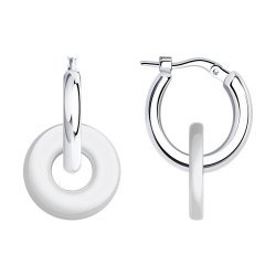 Серьги из серебра с керамическими вставками (Арт.94025634)