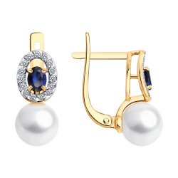 Серьги золотые пробы 585 с миксом камней (Арт.79-20092)