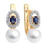 Серьги золотые пробы 585 с миксом камней (Арт.79-20092)