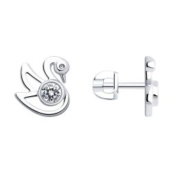 Серьги из серебра с фианитами (Арт.94025966)