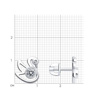 Серьги из серебра с фианитом «Лебединая нежность» Соколов (арт.9402)
