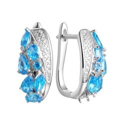 Серьги из серебра с фианитом (Арт.cz-e01704-x-w-sb-x-w)