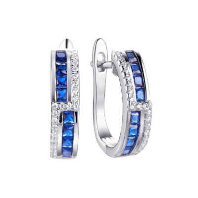 Серьги из серебра с фианитом и шпинелью (Арт.cz-e1472-6-x-w-s4-x-w)