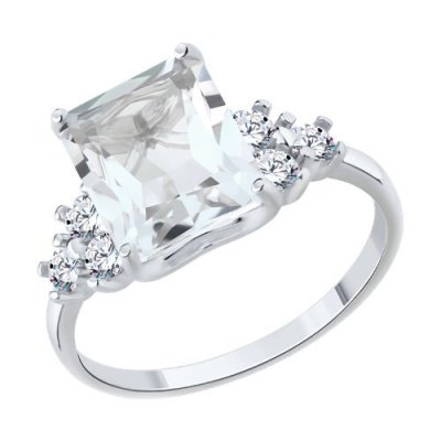 Кольцо из серебра с горным хрусталем и фианитами (Арт.92014653)