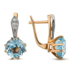 Серьги из золота с бриллиантом и топазом Русские Самоцветы (Арт.88291)