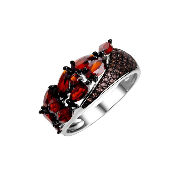 Кольцо из серебра с гранатом (Арт.cz-r01704-x-wb-pg-x-br)